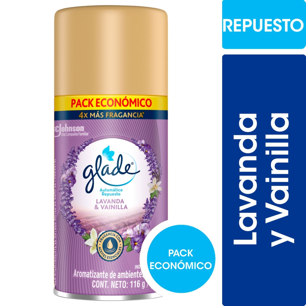 Aromatizante de Ambientes AutomÃ¡tico Glade Lavanda y Vainilla Repuesto 170 Ml.