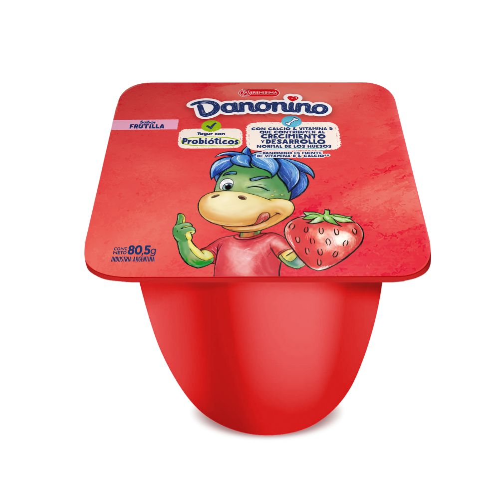 Yogur Danonino Batido Sabor Frutilla 80,5 Gr.