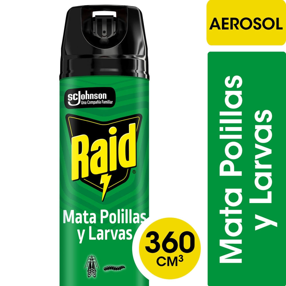 Insecticida Raid Mata Polillas y Larvas en Aerosol 390 Ml.