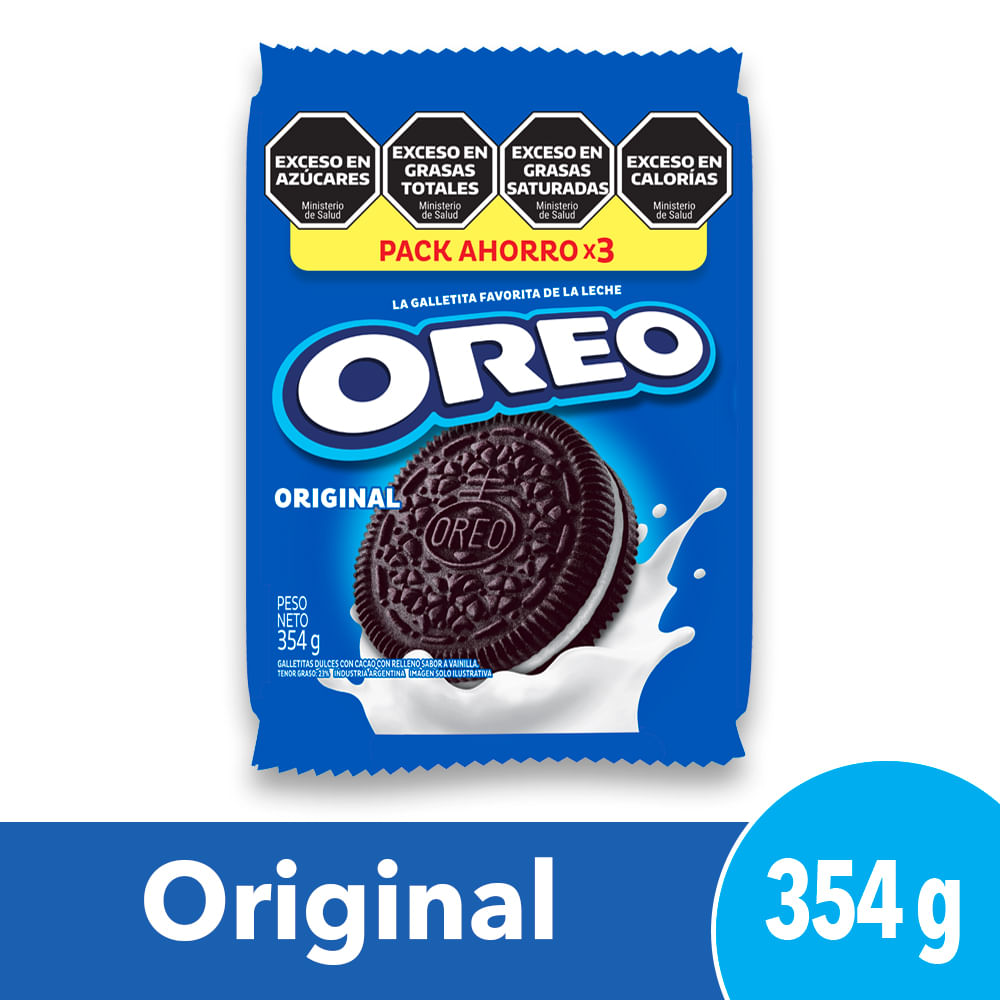 Galletitas Oreo Rellenas con Crema Sabor Original 354 Gr.