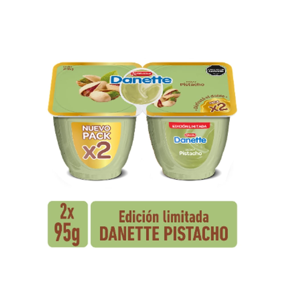 Danette Postre Pistacho Pack X2 95 Gr.